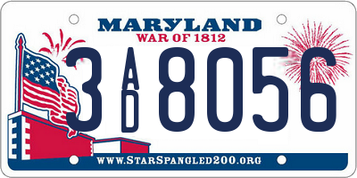 MD license plate 3AD8056