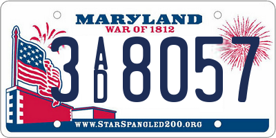 MD license plate 3AD8057