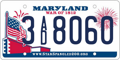 MD license plate 3AD8060