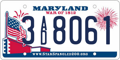 MD license plate 3AD8061