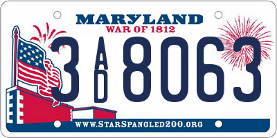 MD license plate 3AD8063