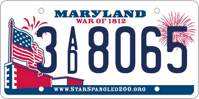 MD license plate 3AD8065