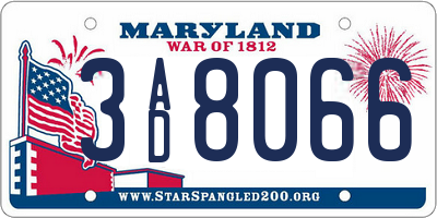 MD license plate 3AD8066