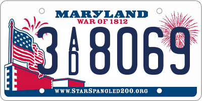 MD license plate 3AD8069