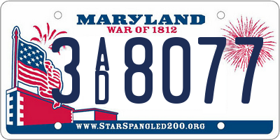 MD license plate 3AD8077