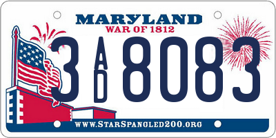 MD license plate 3AD8083