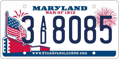 MD license plate 3AD8085