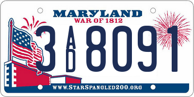 MD license plate 3AD8091