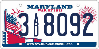 MD license plate 3AD8092