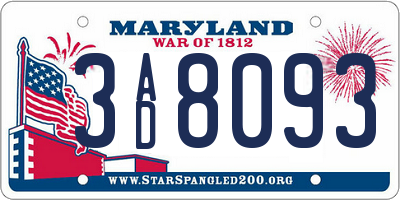 MD license plate 3AD8093