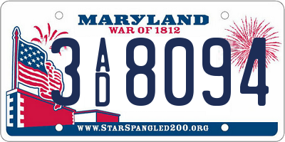 MD license plate 3AD8094