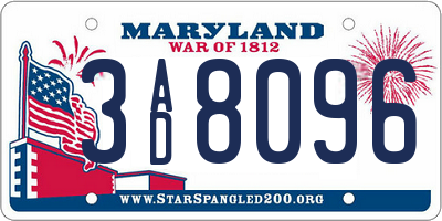 MD license plate 3AD8096