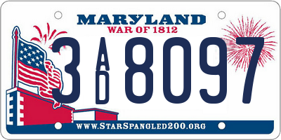 MD license plate 3AD8097