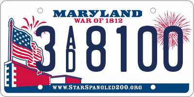 MD license plate 3AD8100