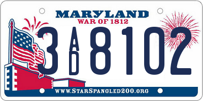 MD license plate 3AD8102