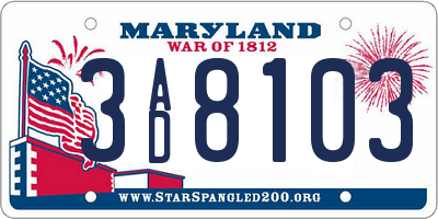 MD license plate 3AD8103