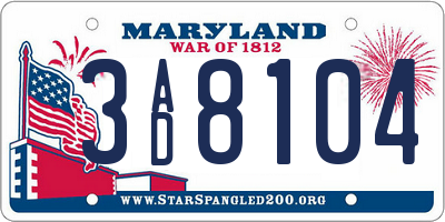 MD license plate 3AD8104