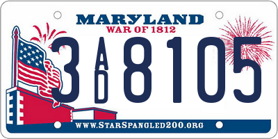 MD license plate 3AD8105