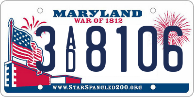 MD license plate 3AD8106