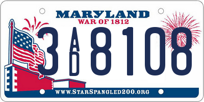 MD license plate 3AD8108