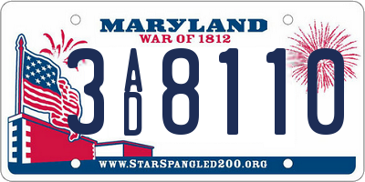 MD license plate 3AD8110