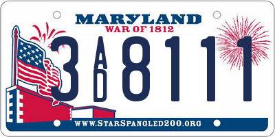 MD license plate 3AD8111