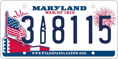 MD license plate 3AD8115