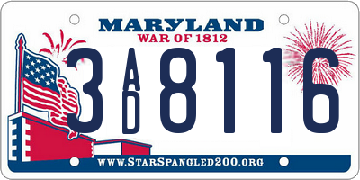 MD license plate 3AD8116