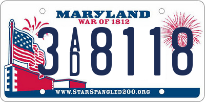 MD license plate 3AD8118