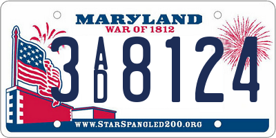 MD license plate 3AD8124