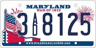 MD license plate 3AD8125