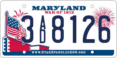 MD license plate 3AD8126