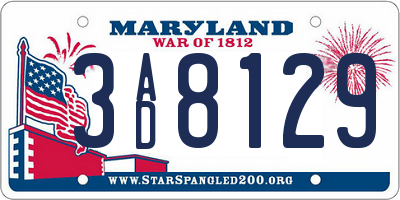 MD license plate 3AD8129