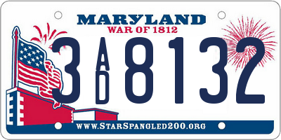 MD license plate 3AD8132