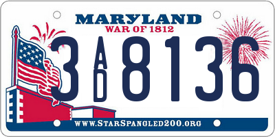 MD license plate 3AD8136