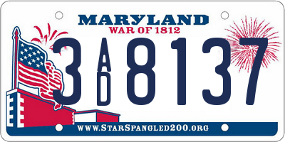 MD license plate 3AD8137