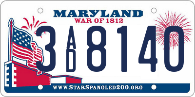 MD license plate 3AD8140