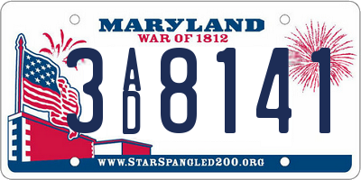 MD license plate 3AD8141