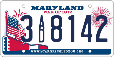 MD license plate 3AD8142