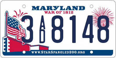 MD license plate 3AD8148