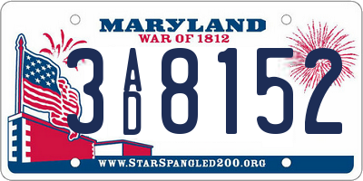 MD license plate 3AD8152