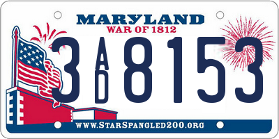 MD license plate 3AD8153