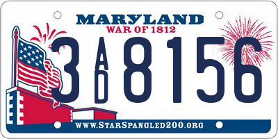 MD license plate 3AD8156