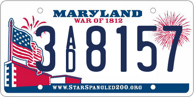 MD license plate 3AD8157