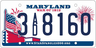 MD license plate 3AD8160