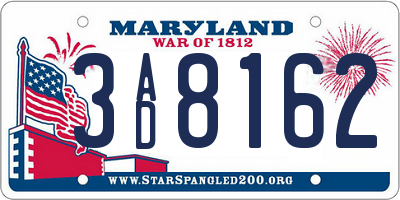 MD license plate 3AD8162