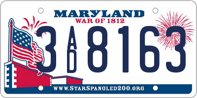 MD license plate 3AD8163