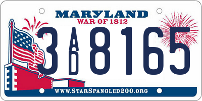 MD license plate 3AD8165