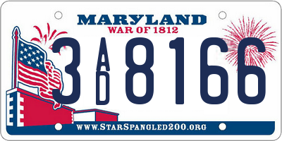 MD license plate 3AD8166
