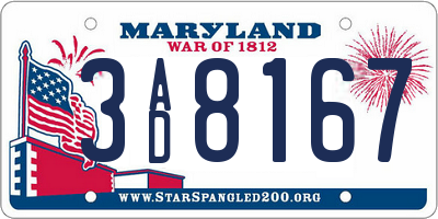 MD license plate 3AD8167